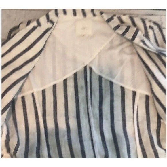 a loves a Linen Striped Shoulder Pad Double Breasted Blazer Size Medium - Picture 10 of 10